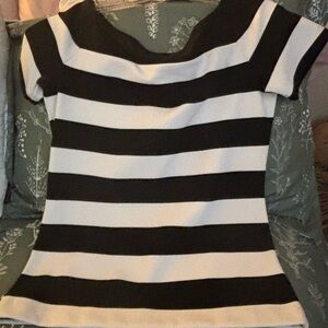 Michael Kors Black and White Striped Top